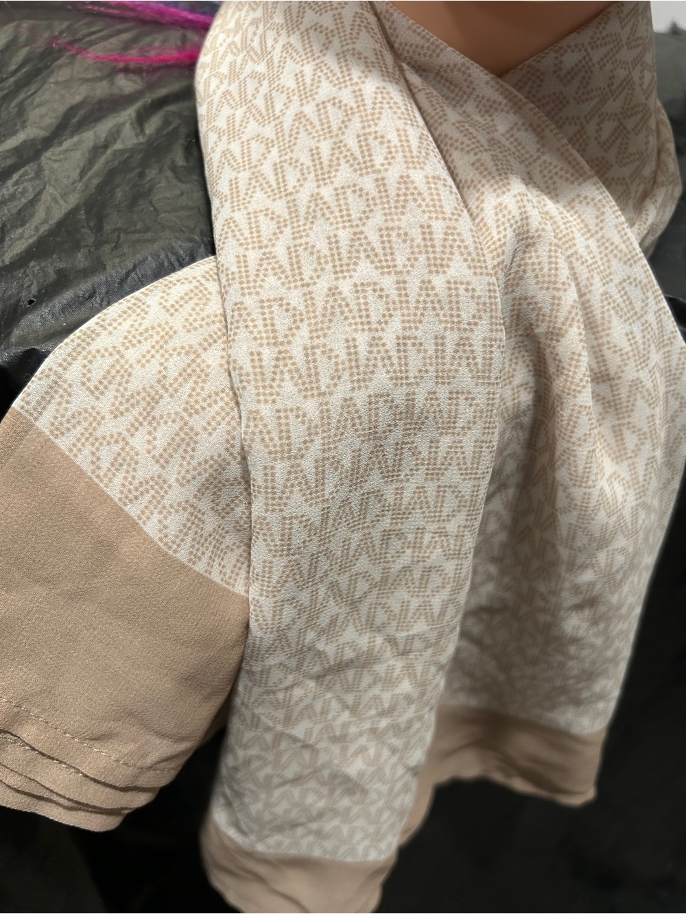 Michael Kors Beige Patterned Women's Scarf - Picture 3 of 10